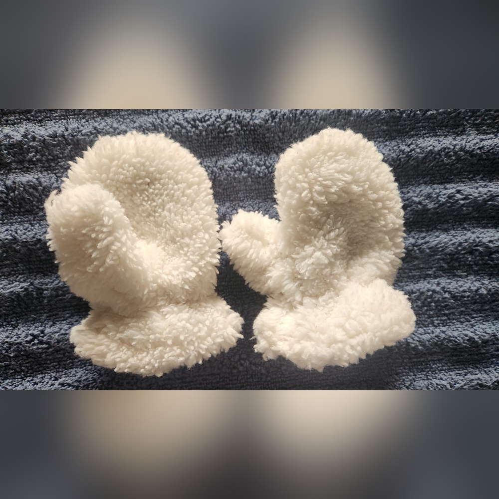 Carter's Cream Fuzzy Mittens